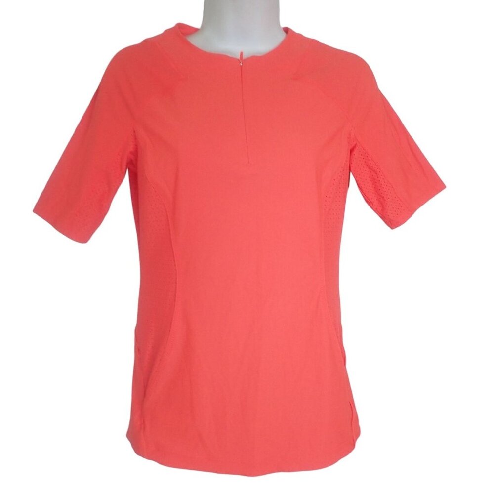 Athleta Pacifica II Perforated Mesh Rashguard Tee‎ Size XS Coral Athletic Top